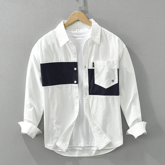 Color Contrast Patchwork Men's Leisure Cargo Shirt