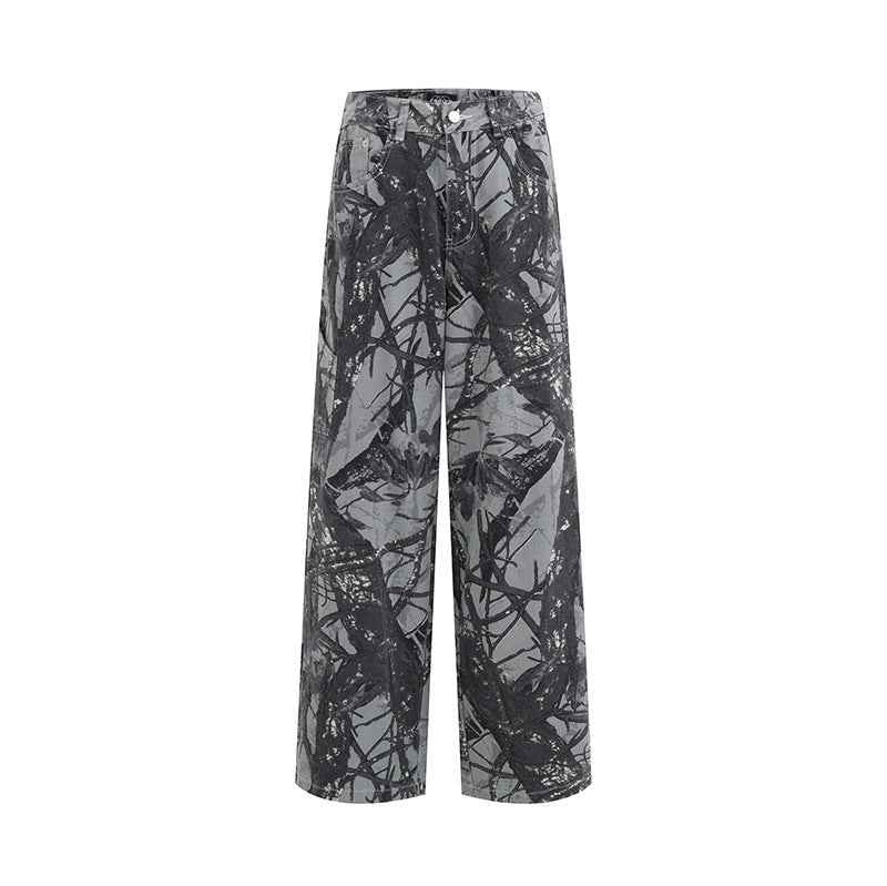 Loose American Retro Camouflage Workwear Wide Leg Pants