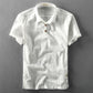 European And American Summer Men's Linen Thin Loose Lapels Short Sleeve Casual Cotton Linen Shirt