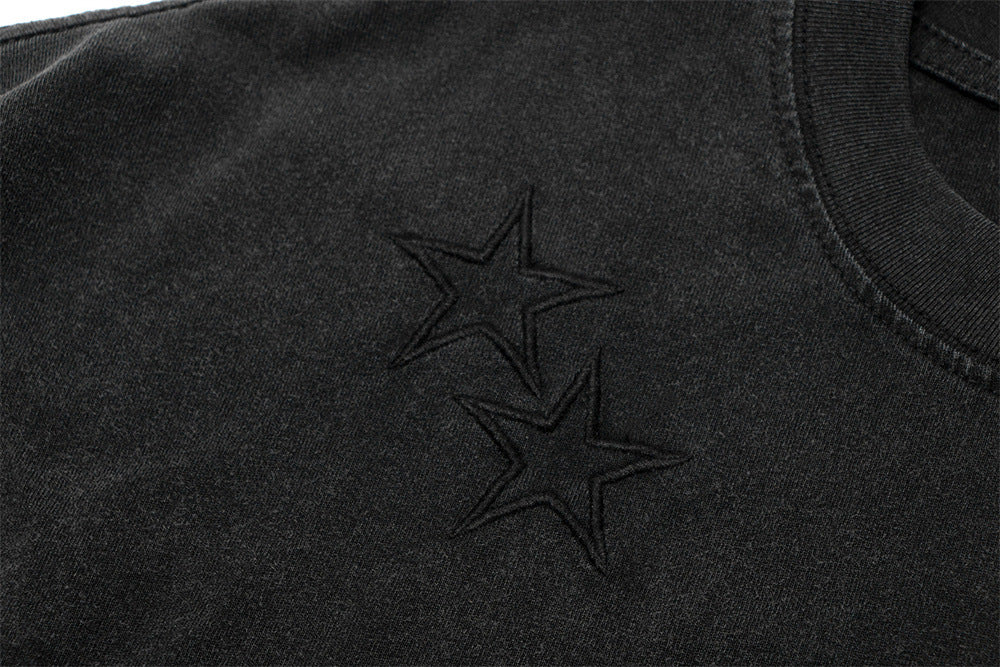 Five-pointed Star Embroidery Casual Short Sleeve Men