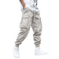 Men's Flip Pocket Drawstring Technology Cargo Pants Sports Elastic Jogging Casual Pants