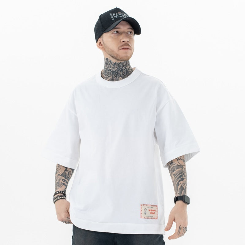 High Street Heavy Solid Color Basic T-shirt Loose