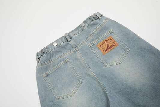 American Retro Nostalgic Washed Denim Shorts