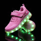 Taille 26-37 Enfants Led USB Recharge Rougeoyant Chaussures Enfants de Crochet Boucle