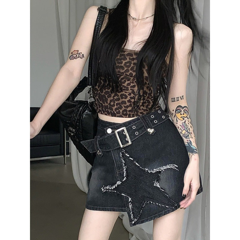 Hot Girl Retro Denim High Waist Slimming Skirt