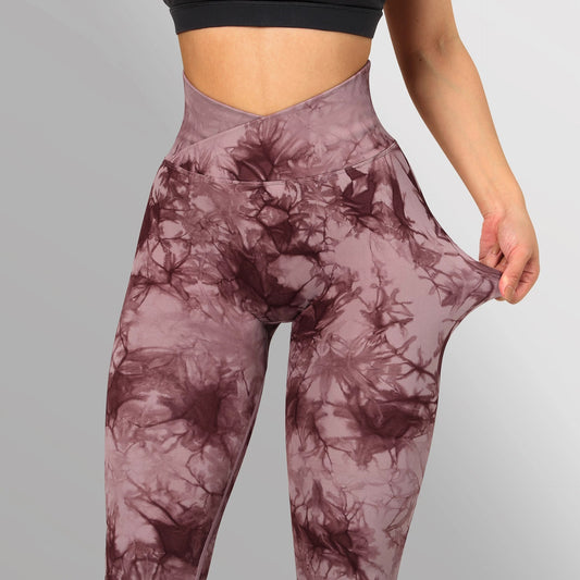 Fashion Cross Tie-dye Buttock Lifting Women's Sports Pants