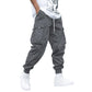 Men's Flip Pocket Drawstring Technology Cargo Pants Sports Elastic Jogging Casual Pants