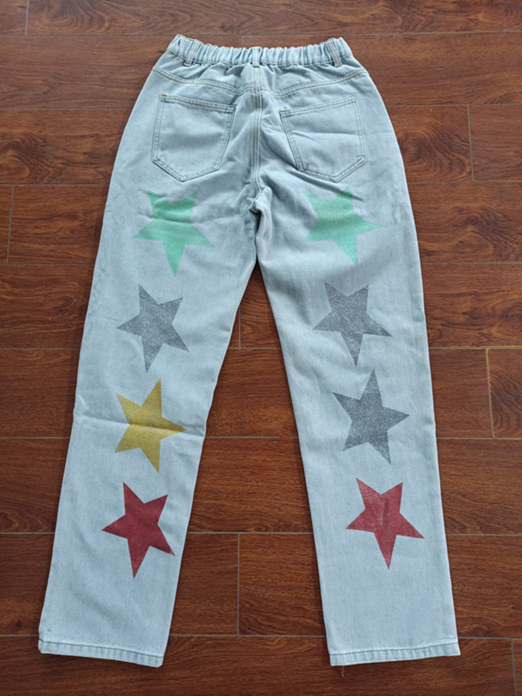 Pantalon en denim Jeans à paillettes imprimés déchiquetés à cinq branches