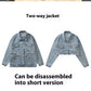 Vintage Denim Jacket Women's Detachable Jacket Top