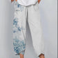 Printed Loose Casual Elastic Waist Straight-leg Pants