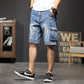 Multi-Pocket Workwear Five Points Denim Shorts Men