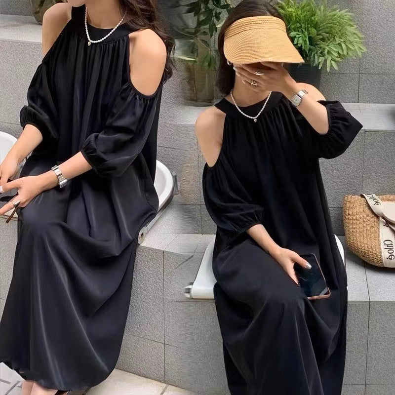 Women's Gentle Lightly Mature Temperamental Fairy Off-shoulder Puff Sleeve Dress