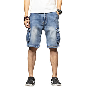 Multi-Pocket Workwear Five Points Denim Shorts Men