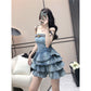 Women's Chest Wrap Denim High Waist Slimming Dress