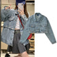 Vintage Denim Jacket Women's Detachable Jacket Top