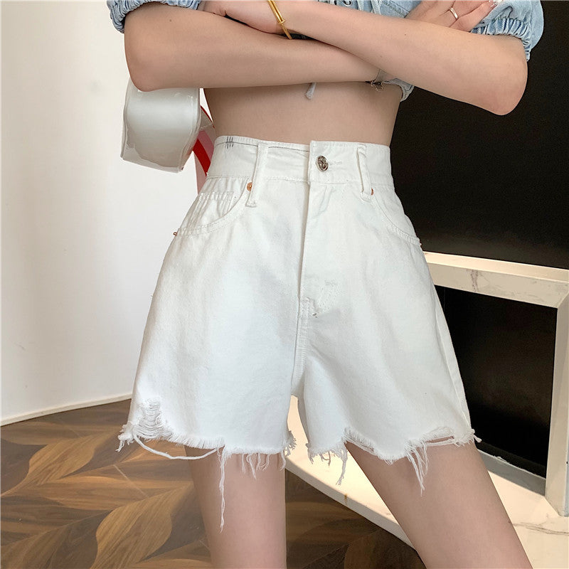 Blanc Denim Shorts Femmes'' D'été