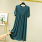 Loose Big Hem V-shaped Pleated Loose Belly-covering Short Sleeve Thin Nightdress