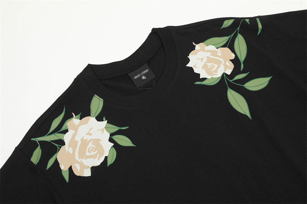 Niche Rose Short-sleeved T-shirt For Men