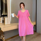 Loose Big Hem V-shaped Pleated Loose Belly-covering Short Sleeve Thin Nightdress